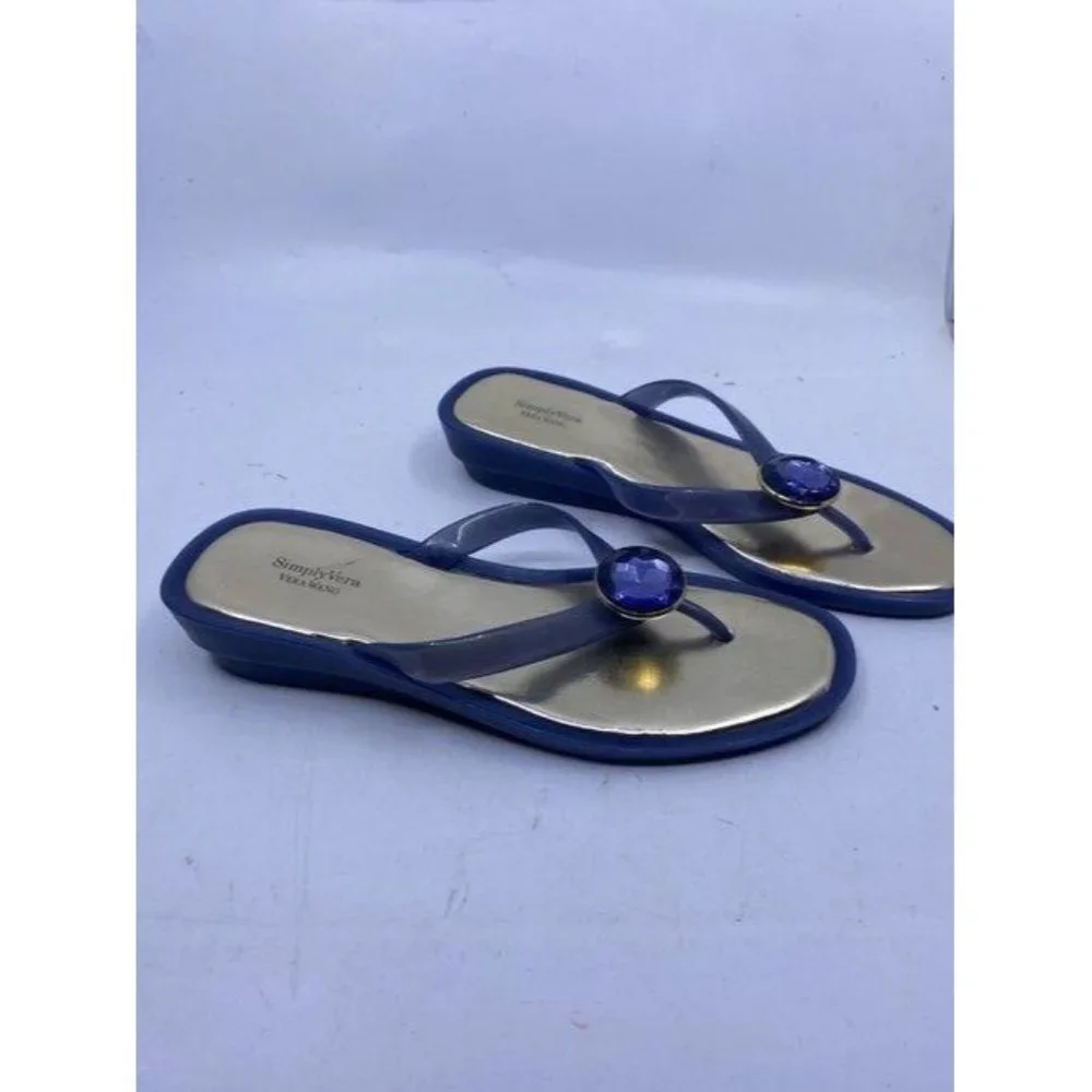 Simply Vera Vera Wang Blue Gold Sandals Size Us - Picture 4 of 7
